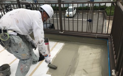 西三河西尾市通気緩衝工法ウレタン防水工事ベランダ雨漏り