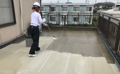 西三河西尾市通気緩衝工法ウレタン防水工事ベランダ雨漏り