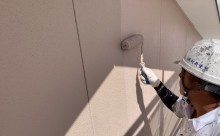 愛知県西三河東三河西尾市外壁塗装アステック超低汚染リファインSiシリコン塗装モカ色褪せ汚れ上塗り