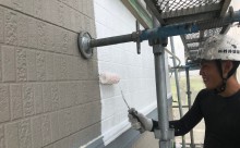 愛知県西三河東三河西尾市外壁塗装工事アステックリファイン超低汚染遮熱シリコン塗装カラーボンドベイジュ施工写真外壁下塗り