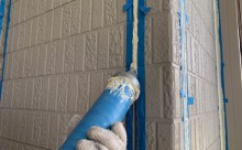 愛知県西三河東三河西尾市外壁塗装工事アステックリファイン超低汚染遮熱シリコン塗装カラーボンドベイジュ施工写真外壁シーリング